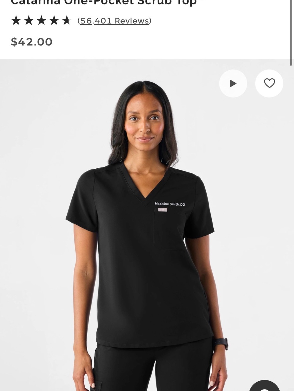 Figs women’s  Black Scrub top - Picture 4 of 4